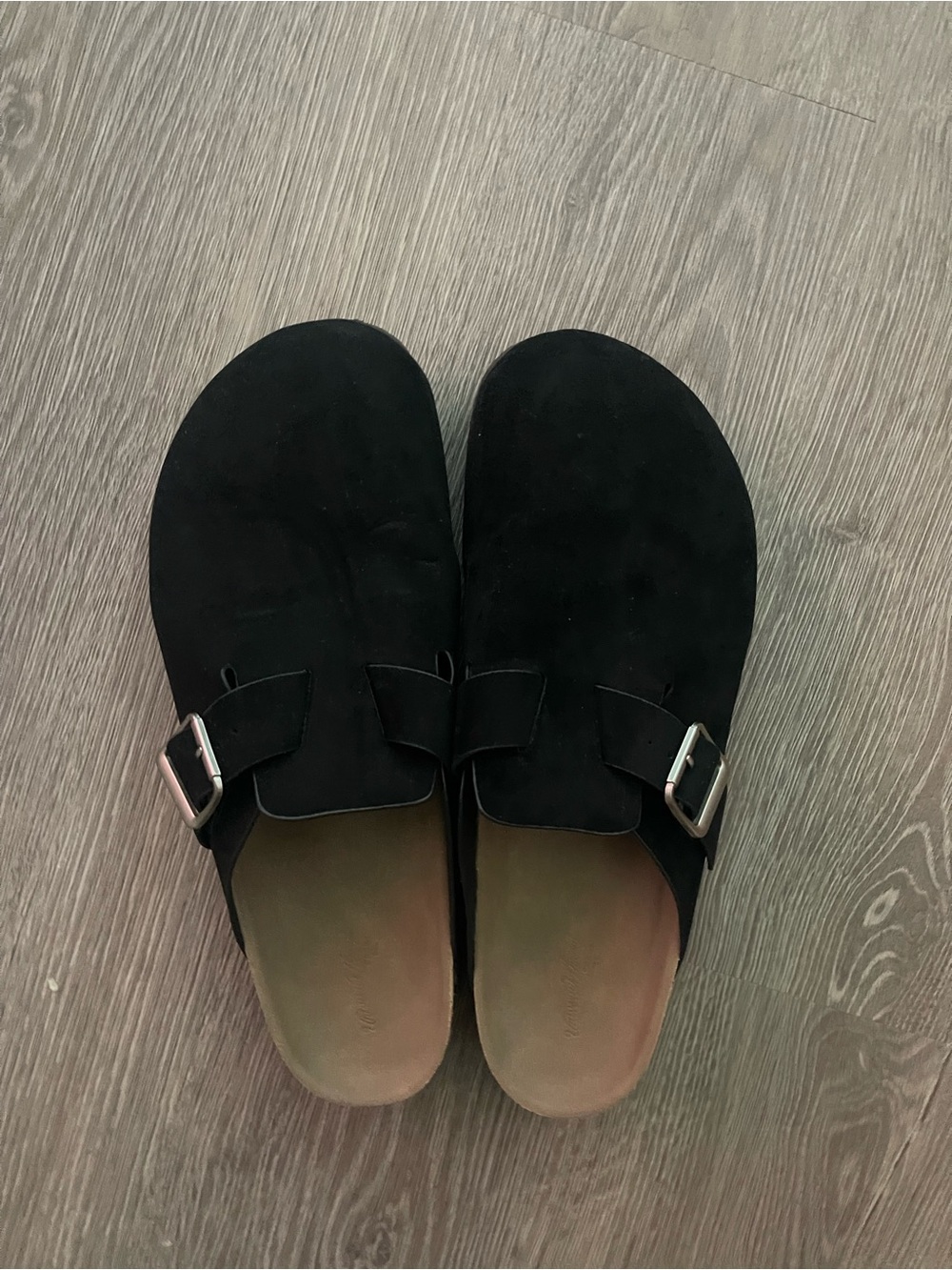 Universal Thread Black Suede Slip-On Mules with Buckle